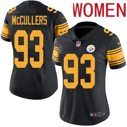 Women Pittsburgh Steelers #93 Dan McCullers Nike Black Vapor Limited Rush NFL Jersey